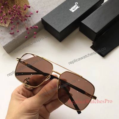 Replica Mont Blanc Gold Black Frame Suqare-Frame Sunglasses